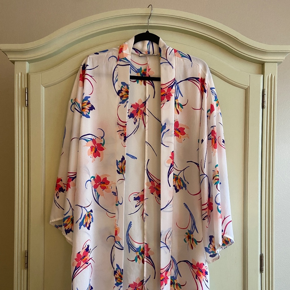 White Floral Kimono - 2bella - Size S